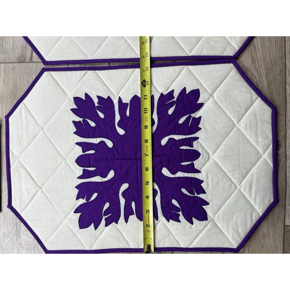 DBI Hawaii Inc Hawaiian Themed Placemats Quilted Set of 4 Purple White - NEW VTG - Picture 7 of 11